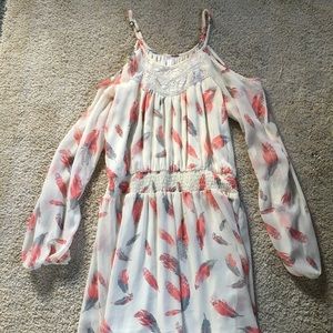 Cold shoulder feather dress